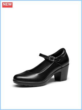 Women Mary Jane Heels Faux Leather Block Heel Arch Support Comfort Pump